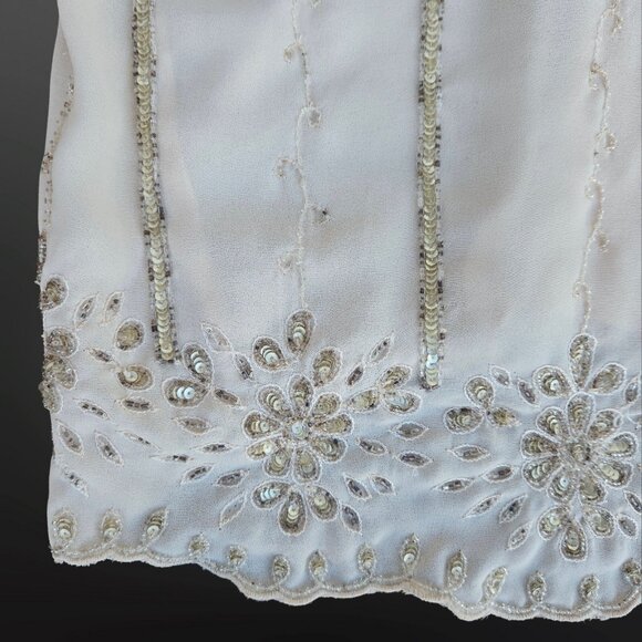 Vintage Y2K Beaded Art Deco Top Blouse Size M Sleeveless Fairy Boho Loose Flowy - Picture 2 of 11